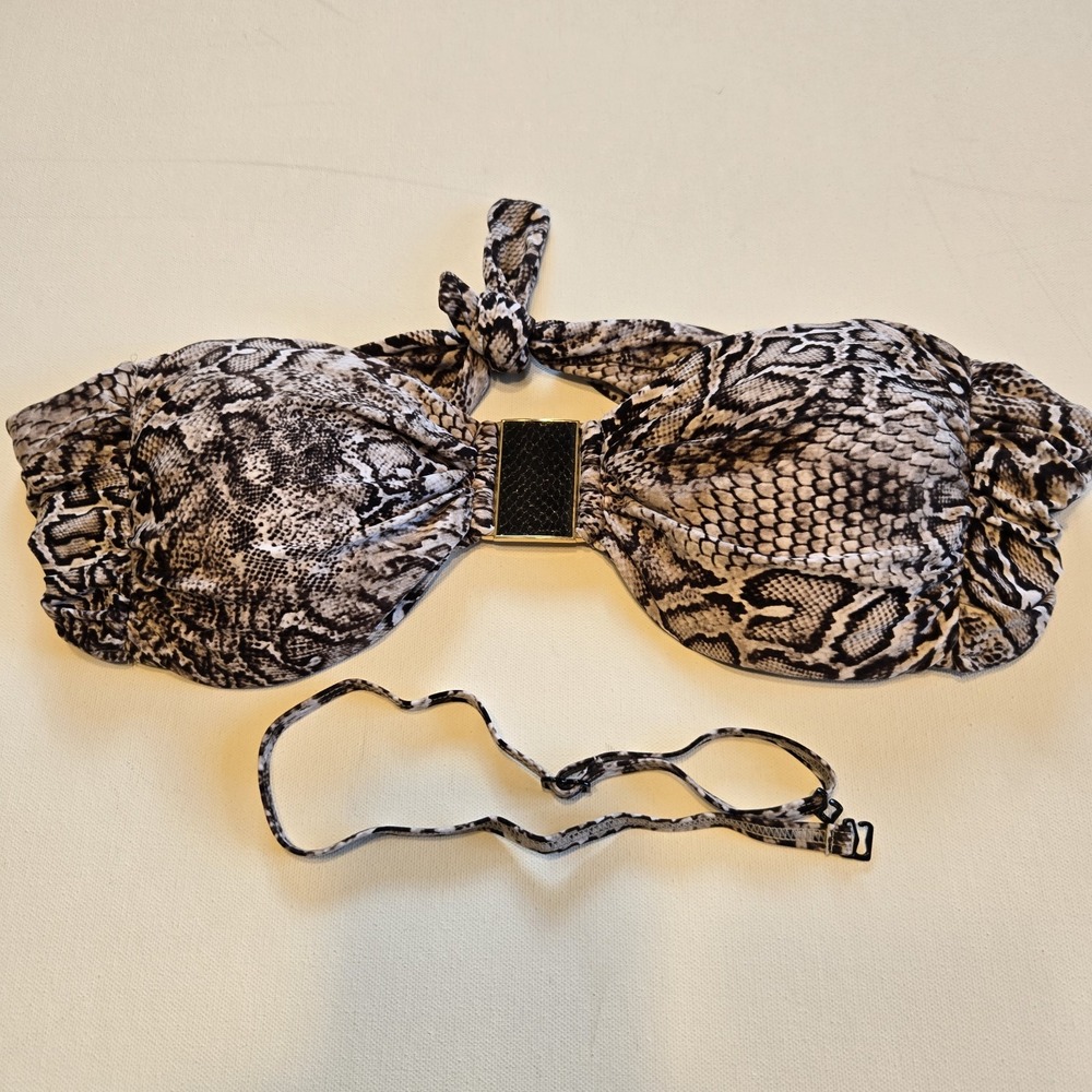 Carmen Marc‎ Valvo Swimwear Snakeskin Bandeau Top Size Med